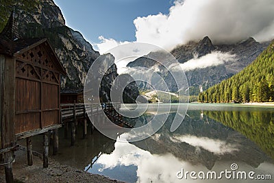 Pragser Wildsee (Lago di Braies) Stock Photo