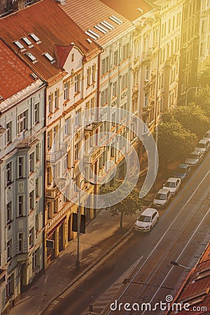 Prague, Aerial View of Vysehrad Buildings Stock Photo