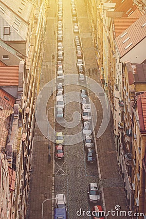 Prague, Aerial View of Vysehrad Buildings Stock Photo