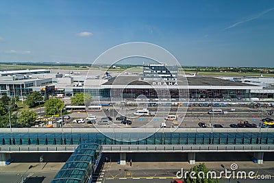 Prague airport. Main entrance. Distant site Editorial Stock Photo