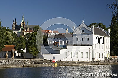 Prague Castle and Museum Kampa Editorial Stock Photo