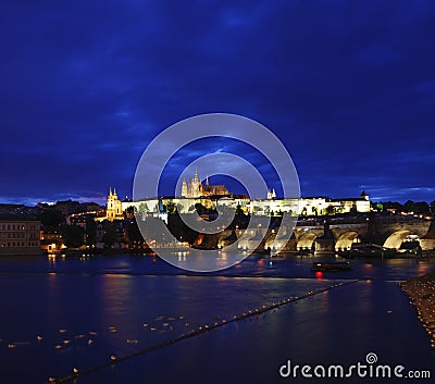 Prague castle at night Stock Photo