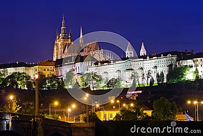 Prague castle at night Stock Photo