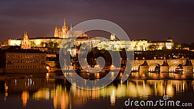 Prague castle at night Stock Photo