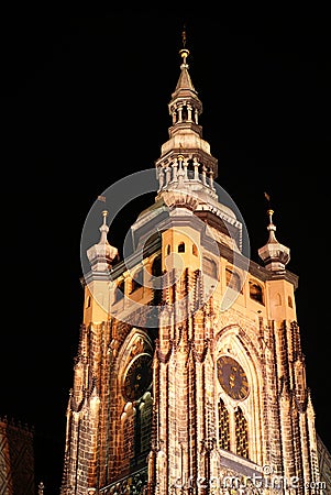 Prague Castle at Night Stock Photo