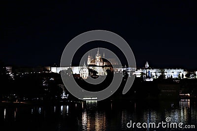 Prague Castle at night Stock Photo