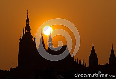 Prague Castle at sunset Stock Photo