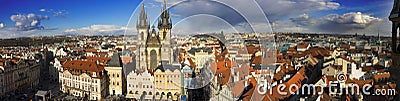 The Prague cityscape with The Church of Mother of God before Tyn Editorial Stock Photo