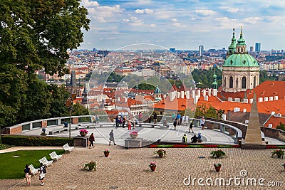 Prague Cityscape from Terrace near Prague Castle Editorial Stock Photo