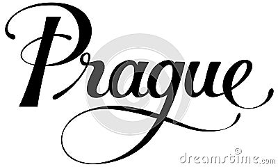 Prague - custom calligraphy text Vector Illustration