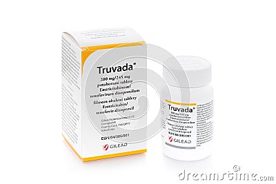 Isolated package of Truvada treatment Editorial Stock Photo