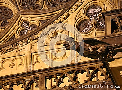 Prague, Czech Republic - August 24, 2016: Gargoyles in the Cathedral of Saints Vitus Editorial Stock Photo