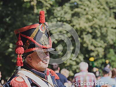 Portrait of a soldier in red and white French uniform Editorial Stock Photo