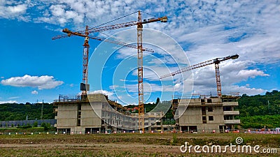New apartment building is being built in Prague district called Vysocany Editorial Stock Photo