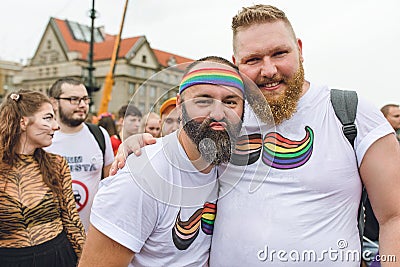 Participants of the annual Prague Pride parade Editorial Stock Photo