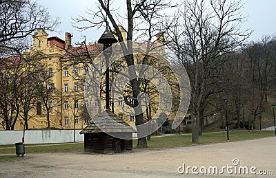 Prague, Czech Republic - 04.07.2013. The bell tower of the Kinski Summer house Editorial Stock Photo