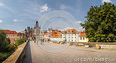 on the Charles Bridge - view castle and Mala Strana Bridge Tower from charles bridge, Prague, Czech republic Editorial Stock Photo