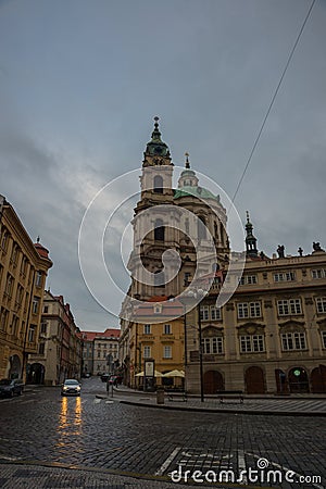 Prague, Czech Republic: Beautiful Catholic Church in the historical center of Prague Editorial Stock Photo