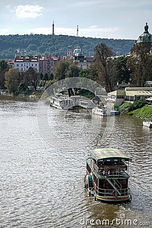 PRAGUE, CZECH REPUBLIC/EUROPE - SEPTEMBER 24 : Paddle steamer cr Editorial Stock Photo