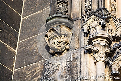 Prague, Czech republic - February 24, 2021. Detail of small sculptures above entrance to the Basilica Minor of Vysehrad Editorial Stock Photo