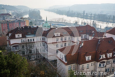 Prague, Czech republic - February 24, 2021. The Institute for the Care of Mother and Child Ustav pro peci o matku a dite in Prag Editorial Stock Photo