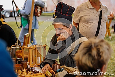 Prague, Czech Republic, 16 July 2023: Soldiers in Invalidovna, military camp reconstruction, Voltigeurs of the 18th Infantry Editorial Stock Photo