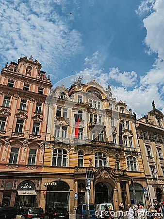 PRAGUE, Czech Republic- July 24, 2024: street of buildings in the center of Prague on the Old Town Square Editorial Stock Photo