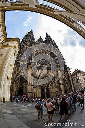 The Royal Castle and St. Vitus Cathedral. Editorial Stock Photo