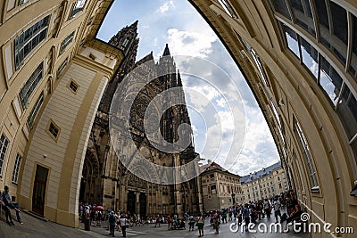 The Royal Castle and St. Vitus Cathedral. Editorial Stock Photo