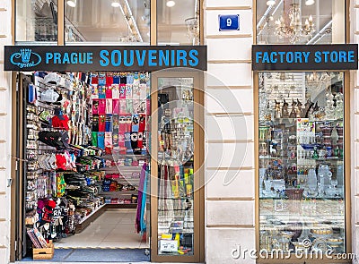 Prague Souvenir store in the old town center Editorial Stock Photo