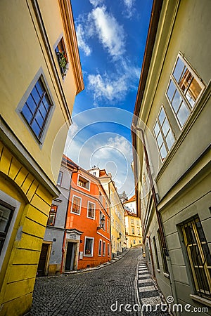 The Green Grape Hotel Prague at Jansky Vrsek street, Mala Strana, Prague, Czech Republic. Editorial Stock Photo