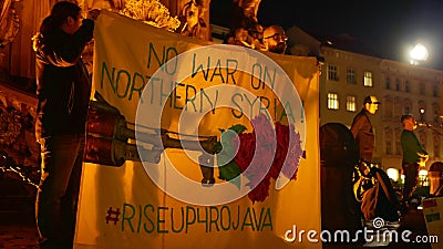 PRAGUE, CZECH REPUBLIC, OCTOBER 17, 2019: Kurdish people demonstration against Turkey and President Recep Tayyip Erdogan Editorial Stock Photo