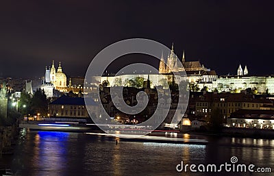 Prague Czech Republic panoramic view Charles Bridge Vltava River Stock Photo