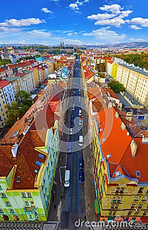 Prague, Czech Republic Top view at avenue Stock Photo