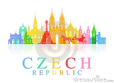 Prague, Czech Republic Travel. Vector Illustration