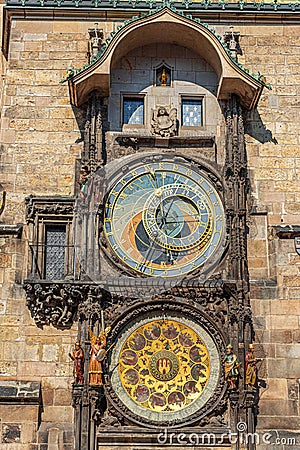 Prague, Czech Republic - view of square and astronomical clock. Stock Photo