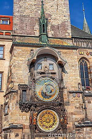 Prague, Czech Republic - view of square and astronomical clock. Stock Photo