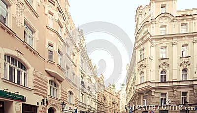 Prague old streets. Editorial Stock Photo