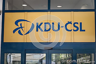 KDU CSL Union logo on their headquarters in prague. Editorial Stock Photo