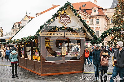 Prague, December 24, 2016: Old Town Square in Prague on Christmas Day. Christmas market in the main square of the city Editorial Stock Photo