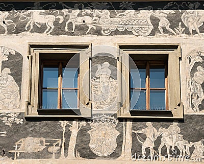 Prague. Detail of the House at the Minute Stock Photo