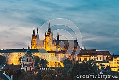 Prague durin beautiful sunset with castle, Hradcany, Czech Republic Stock Photo