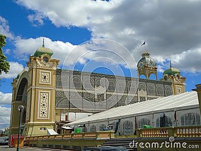 The Prague Exhibition Center, also known as the Holesovice Exhibition Center Editorial Stock Photo