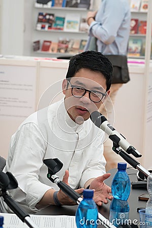 Nathan Law, activist and politician from Hong Kong on Book World Prague - 27rd International Book Fair and Literary Festival Editorial Stock Photo