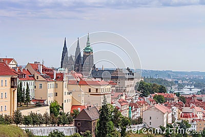 The Prague landscape of the old city in the early morning. Prague is a cityscapes. Czech Republic. Stock Photo