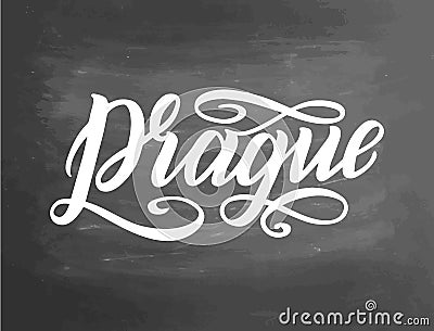 Prague lettering sign. Greetings for t-shirt, mug, card, logo tag, postcard, banner. Drawn art sign. illustration with Cartoon Illustration