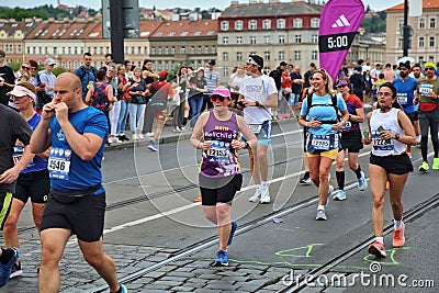 Prague Marathon runners Editorial Stock Photo