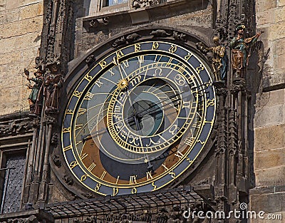 Prague medieval astronomical clock at the Old Town City Hall Stock Photo