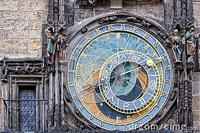 The Prague medieval astronomical clock Stock Photo