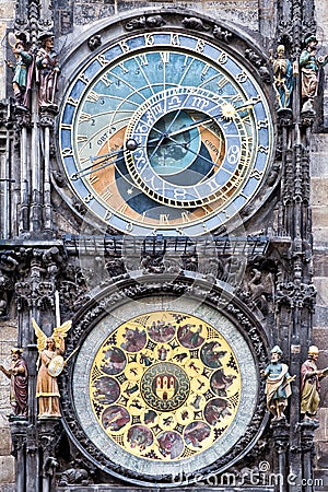 The Prague medieval astronomical clock Stock Photo